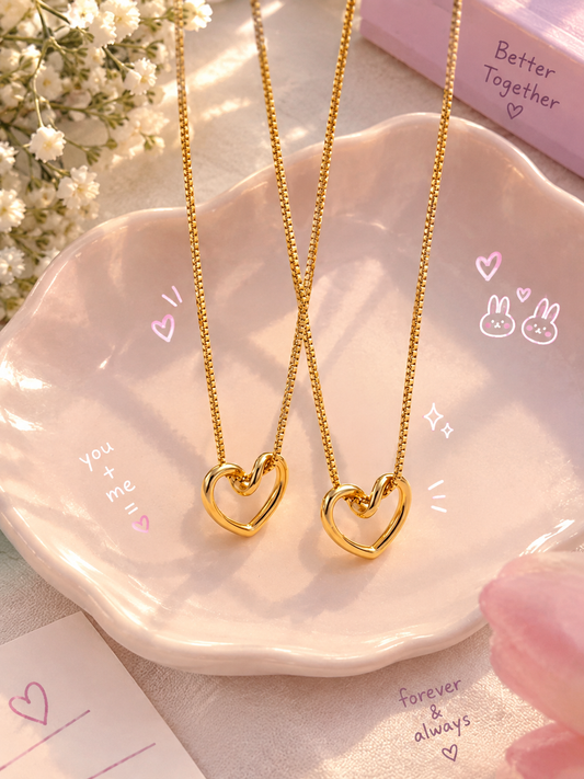 Heart Pendant Couple Combo (Set of 2) | Made For Couples | Anti Tarnish Quality • 6 Months Guaranteed